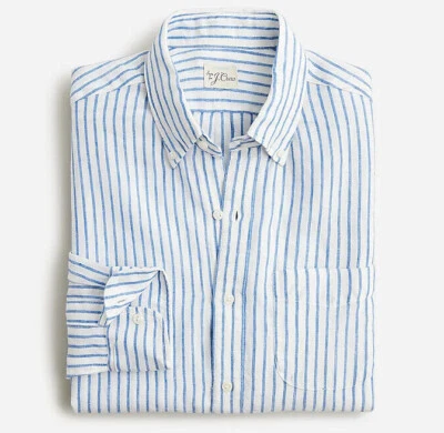 J Crew Linen Shirt Mens Blue White Striped Baird McNutt Slim Fit (Various Sizes) - Image 1 of 4