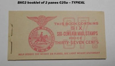 1943 AIRMAIL BKC2 37c (2 X C25a) BA2 IIa MNH mint booklet Furman $15 Typical - Image 1 of 4