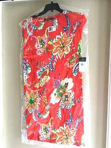 Lauren Ralph Lauren NUEVO Paisley Floral Naranja/Multi Lino Voile Vestido 1X - Imagen 1 de 6