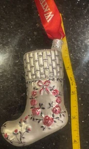 WATERFORD HOLIDAY HEIRLOOMS Christmas Stocking Ornament Pink Roses Floral 3.5” - Picture 1 of 17