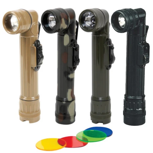 Mini Army Style Waterproof Flashlights w/ Belt Clip, Extra Lenses & Spare Bulb - Image 1 of 1
