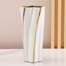 White and Gold Vase Ceramic Gold Vase Home Decor Living Room Nordic Modern Hydro