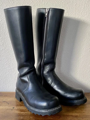 Botas altas John Fluevog Cece de cuero negro talla 11,5 para mujer Foto 1 de 4