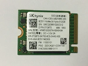 SK HYNIX BC511 512GB M.2 2230 PCIe NVMe SSD FOR Steam Deck Microsoft Surface pc - Afbeelding 1 van 6