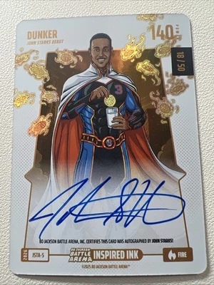 2026 Боевая Арена Бо Джексона DUNKER Джон Старкс ОГОНЬ С АВТОГРАФОМ 18/50 - Изображение 1 из 2