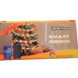 Christmas LED Light Up Smart Ribbon 33ft 100 Lights Gold Multicolor USB Tree - Picture 1 of 4