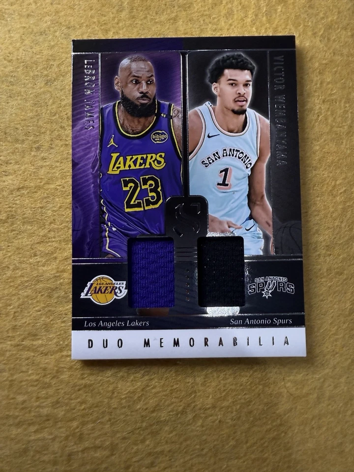 2024-25 Panini Silhouette Duo Game Worn Jersey Lebron James Victor Wembanyama - Image 1 of 4