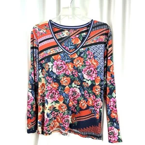 Johnny Was Favorite geblümtes T-Shirt mit V-Ausschnitt Medium/Large - Bild 1 von 7