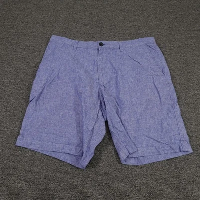 Pantalones Cortos Banana Republic Para Hombres 35 Azul Mezcla de Lino Aiden Informal Chino Frente Plano Foto 1 de 4