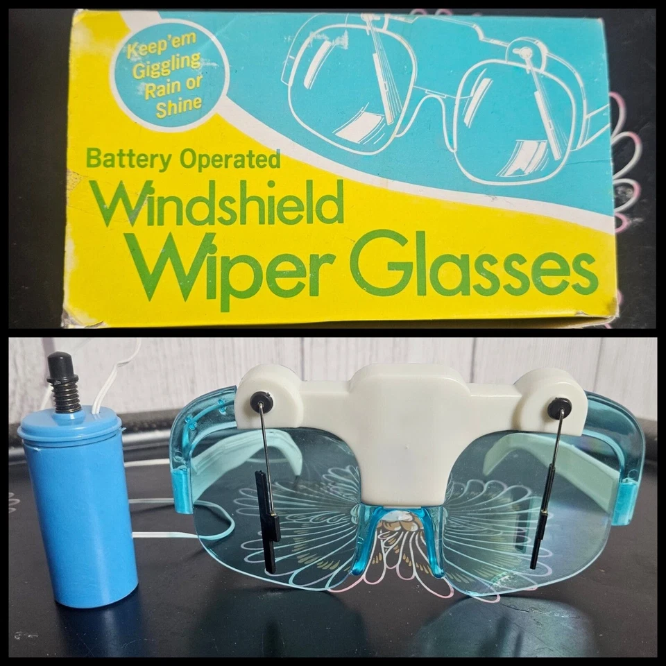 Limpiaparabrisas de colección gafas novedosas azul/blanco como están, probado, no funciona Foto 1 de 4