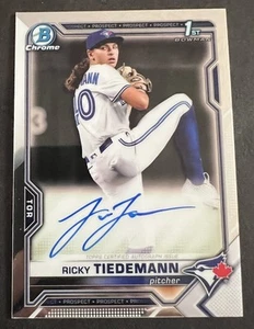 2021 Bowman Chrome Draft Ricky Tiedemann 1st Bowman Auto #CDA-RTI Blue Jays - Picture 1 of 2