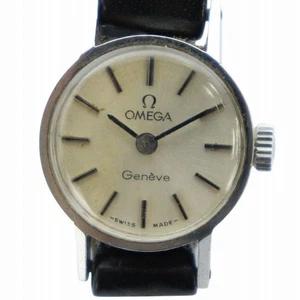 Omega Geneve Damen Handaufzug Silber Zifferblatt Vintage Uhr Lederband Lesen - Bild 1 von 7