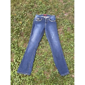 Pantalones de mezclilla One 5 One talla 4 corte boot lavado oscuro embellecidos bolsillos tiro bajo Y2K - Imagen 1 de 11