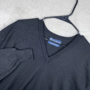 Vintage Burberrys Merino Wool V-Neck Sweater Men’s M Black Knit Preppy Academia - Bild 1 von 9