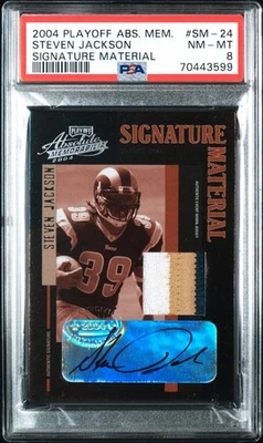 2004 Playoff Absolute Mem. Steven Jackson PSA 8 NM-MT, RPA Auto, HOF Bound, TBC - Image 1 of 3