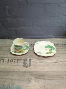 Clarice Cliff Royal Staffs Snow White Tea cup,Saucer & Plate Trio 1920s-30s #2 - Picture 1 of 13