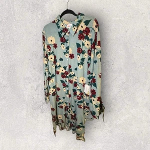LuLaRoe NWT Ellie Dress Size 3XL Shirt Dress Blue,Red And White Floral Print - Picture 1 of 5