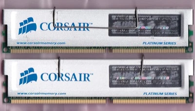 1GB 2x512MB PC-3200 DDR-400 CORSAIR CMX512-3200C2PT XMS V1.5 PLATINUM Memory Kit - Image 1 of 3