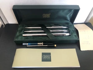 Vintage Cross Century Chrome 11 Trio Fountain Pen Set. New Old Stock - Picture 1 of 8