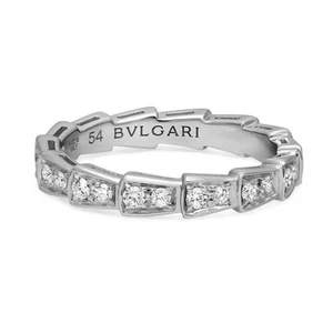 Bvlgari Serpenti Viper Diamond Wedding Ring 18K White Gold Size 54 US 7 - Picture 1 of 6