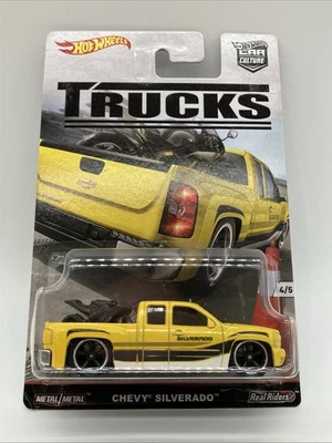 Hot Wheels Car Culture Chevy Silverado amarillo pilotos reales Foto 1 de 3