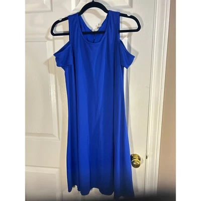 Vestido informal sin mangas para mujer Dana Buchman azul hombro frío LG Foto 1 de 4
