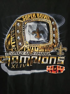 New Orleans Saints Shirt Black Mens Super Bowl Champs Champions XLIV NFL - Picture 1 of 7