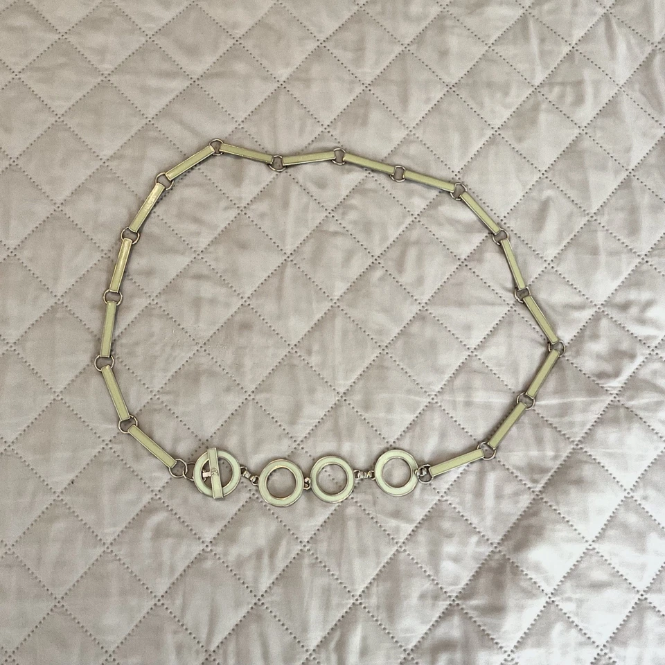 Винтажный Calvin Klein ремень бирюза серебристого тона геометрические кольца цепочка один размер - Изображение 1 из 4