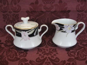 Mikasa Charisma Black China Creamer and Sugar Bowl Set - Very Nice! - Picture 1 of 3