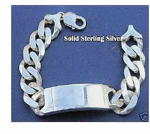 .925 Sterling Silver Men Women 15mm Cuban Link ID Bracelet Sz 8-9" Free Engrave - Picture 1 of 1
