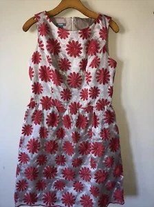 Muse Embroidered Flower Gathered Sleeveless Red Size 8 Dress $145 New - Picture 1 of 4