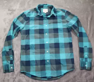 American Eagle Plaid Button Up Shirt Men's Size S Long Sleeves Aqua/Blue - Picture 1 of 19