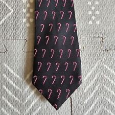 Childrens Place Necktie Youth 8-14 Black Candy Cane All Over Print Polyester Tie