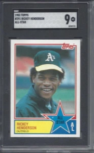 * Tarjeta de béisbol Topps 1983 391 Rickey Henderson Oakland A's SGC 9 inv#772 - Imagen 1 de 2
