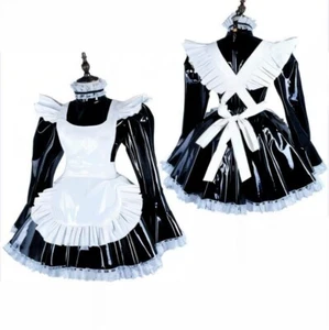 Vestido de pvc negro bloqueable Sissy Maid Girl disfraz de cosplay hecho a medida - Imagen 1 de 4