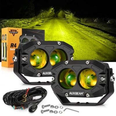 AUXBEAM 4" LED Pods Light Bar Amber Yellow Fog Lamp Offroad Driving Truck ATV - Image 1 of 4