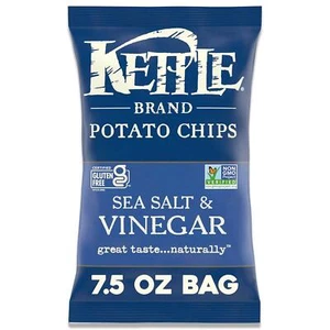 Kettle Brand Sea Salt And Vinegar Kettle Potato Chips, Gluten-Free, Non-GMO, 7.5 - Picture 1 of 8