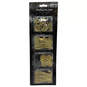 300 Small and Large Gold Metal Christmas Tree Ornament Hooks for Decorations - Picture 1 of 3
