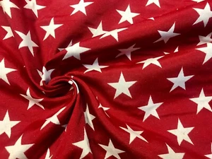 Jacquard Double Face Stars Gobelin Christmas Fabric 55" wide RED & WHITE - Picture 1 of 7