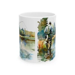 Póster de viaje de pesca con mosca Montana arte taza de café taza de cerámica peces lagos ríos - Imagen 1 de 12