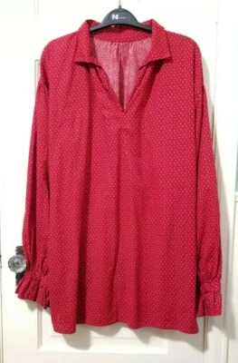 Blusa Blusa túnica vintage hecha a mano COUNTRY WESTERN Top XL 1X botón rojo búfalo Foto 1 de 4