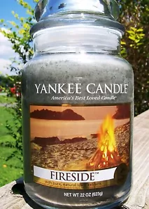 Yankee Candle Retired "FIRESIDE"~ Fresh ~ Large 22 oz ~ WHITE LABEL ~ RARE ~ NEW - Picture 1 of 4