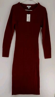 Calvin Klein Jean Red Knit Long Sleeve Maxi Dress With Left Side Zipper Size S/P - Image 1 of 4