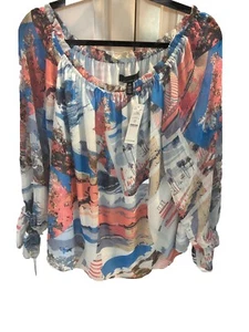 Blusa Casa Blanca Mercado Negro Fuera del Hombro Manga Volantes Talla XL NUEVA CON ETIQUETAS - Imagen 1 de 3