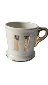 Anthropologie Mug Monogram Gold Letter H Initial Coffee Shaving Cup Style Mug - Picture 1 of 11