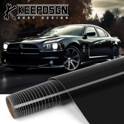 For Dodge GLOSS BLACK Paint Protection Vinyl Wrap Film Sticker Decal Sheet Roll Foto 1 de 4