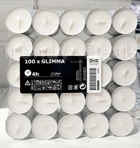 SET of 200 - IKEA GLIMMA Unscented Tealights Tea Light Candles, White - Picture 1 of 4