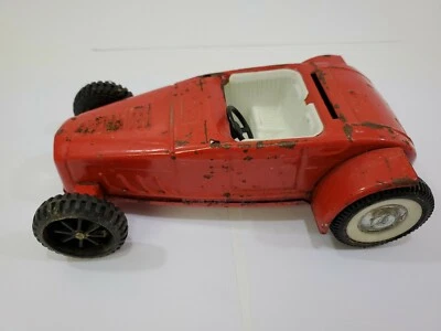 VINTAGE 1960s NYLINT FORD RED HOT ROD JALOPY ROADSTER COUPE CAR PRESSED STEEL - Image 1 of 4