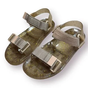 Melissa Wide Papete Sandals Beige Glitter Max Size 8 - Picture 1 of 7