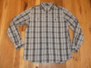 Eddie Bauer Black Gray Plaids Travel Long Sleeve Button Front Men's TL EA55-b - Picture 1 of 7